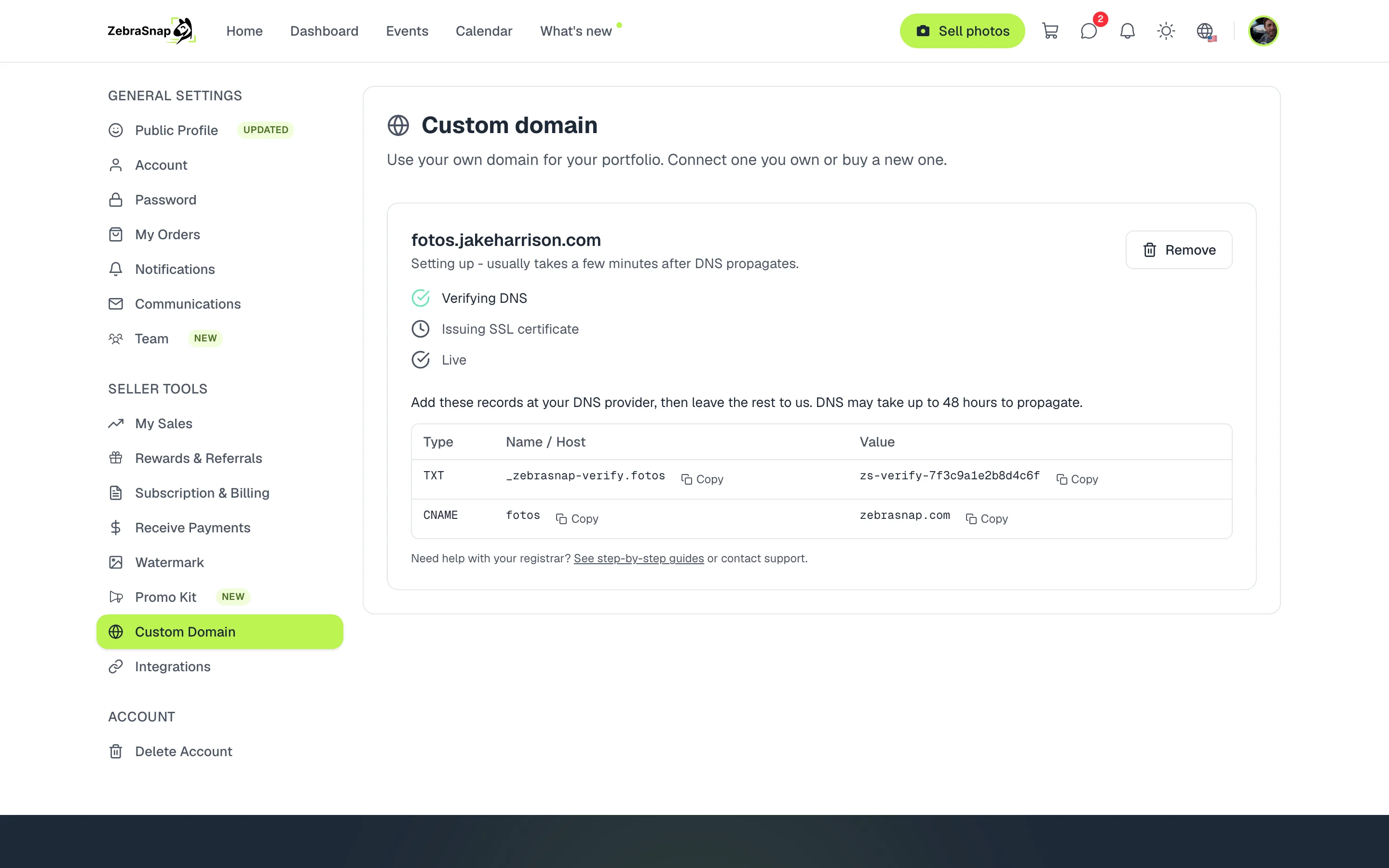 DNS records to add