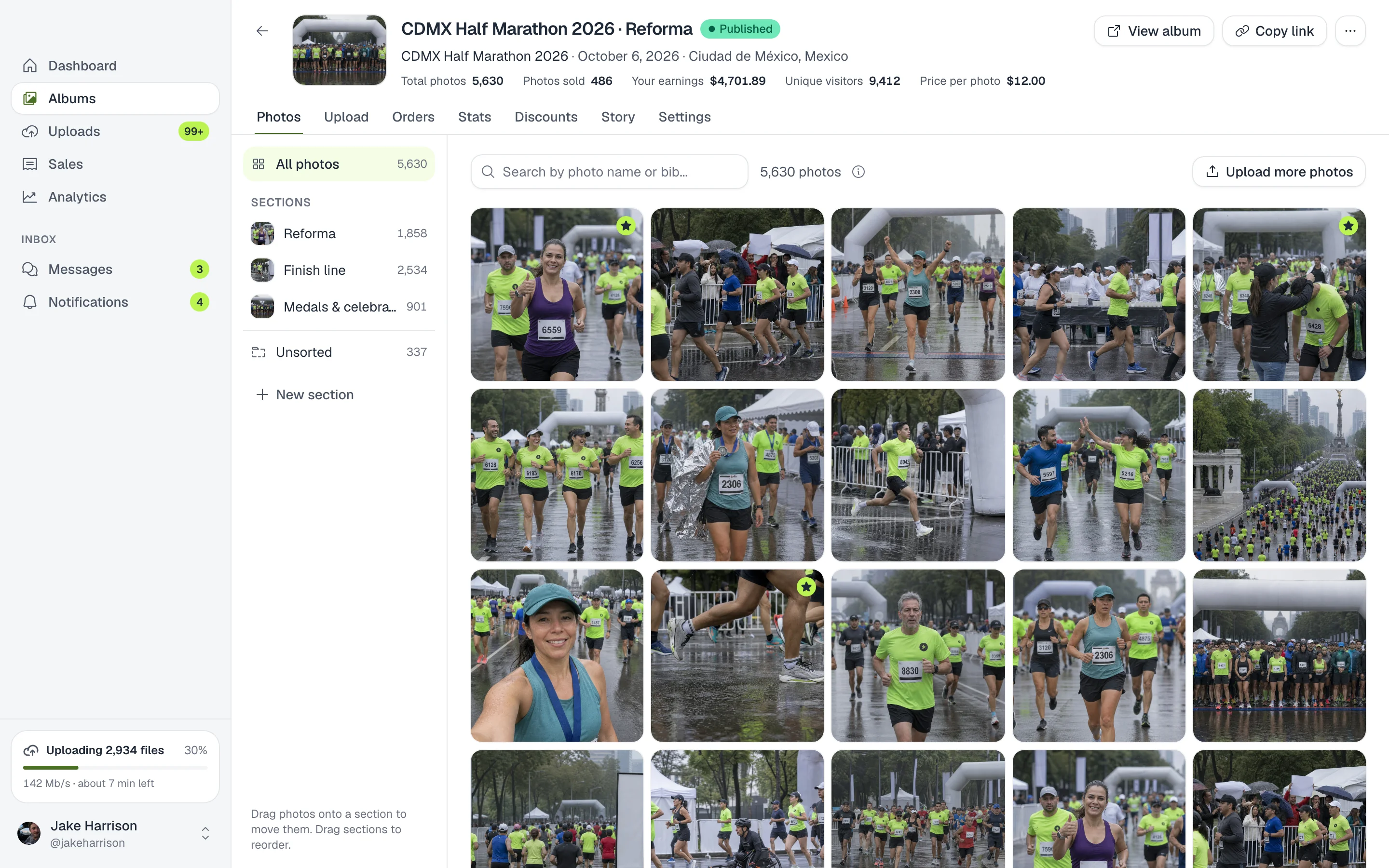 The photos in an album