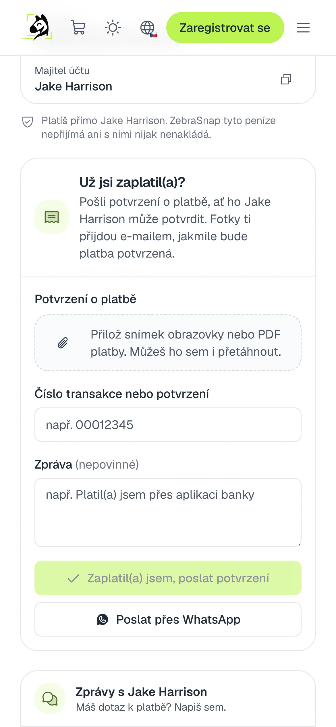 Odeslání potvrzení