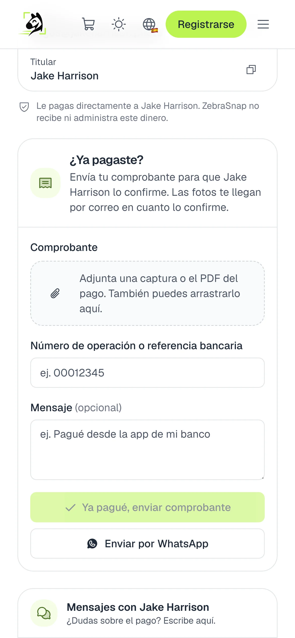 Enviar el comprobante