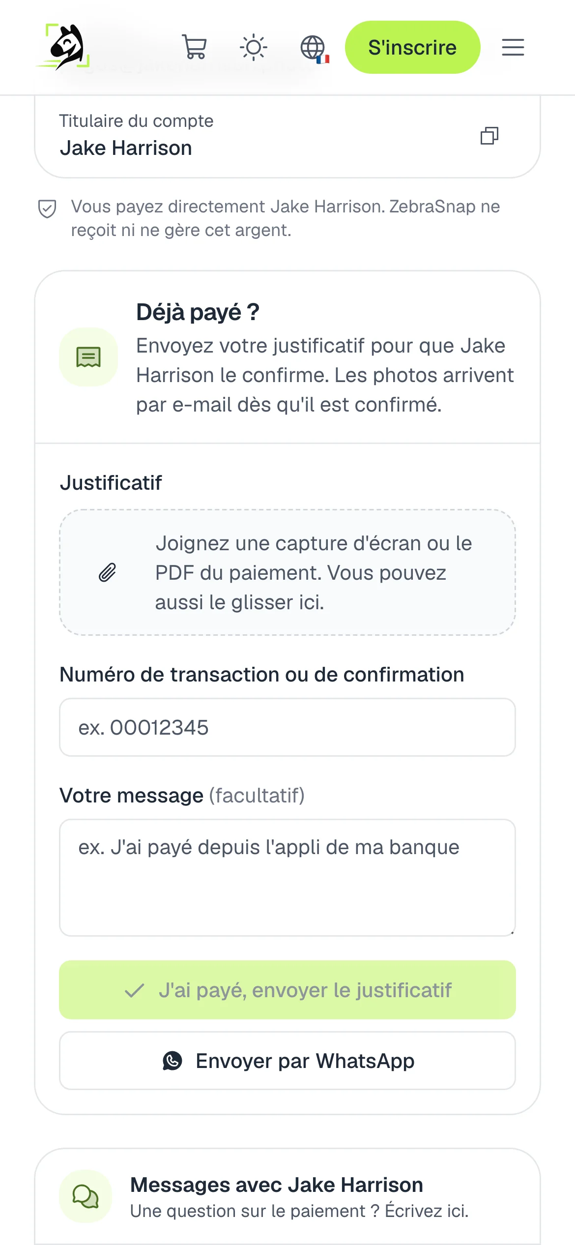 Envoyer le justificatif