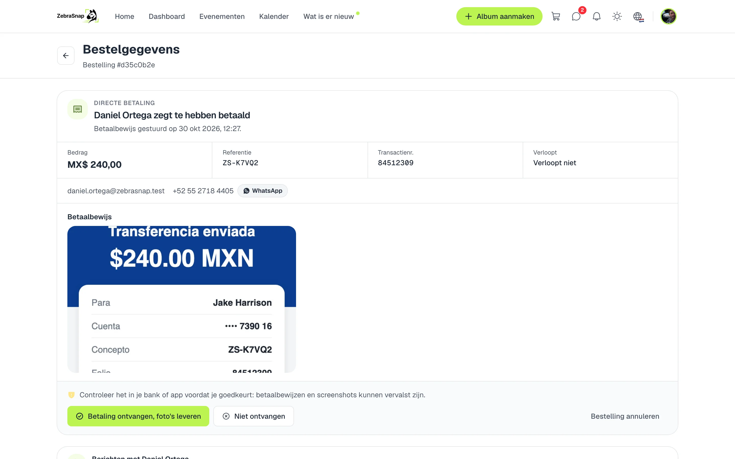 Een directe betaling controleren