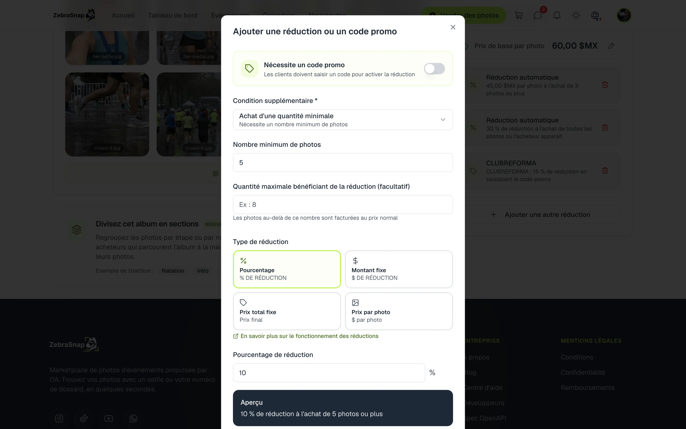 Créer une réduction
