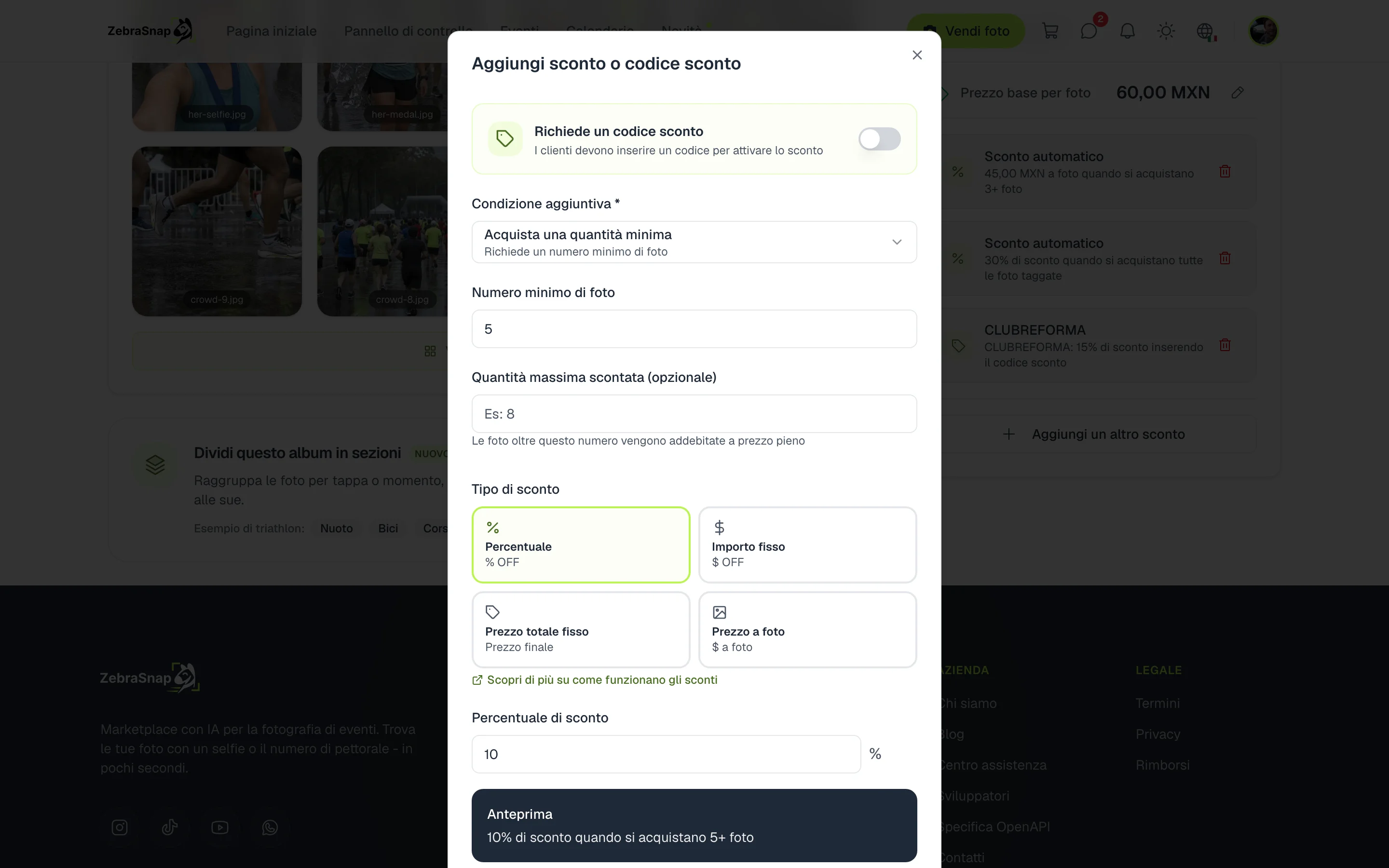 Crea uno sconto
