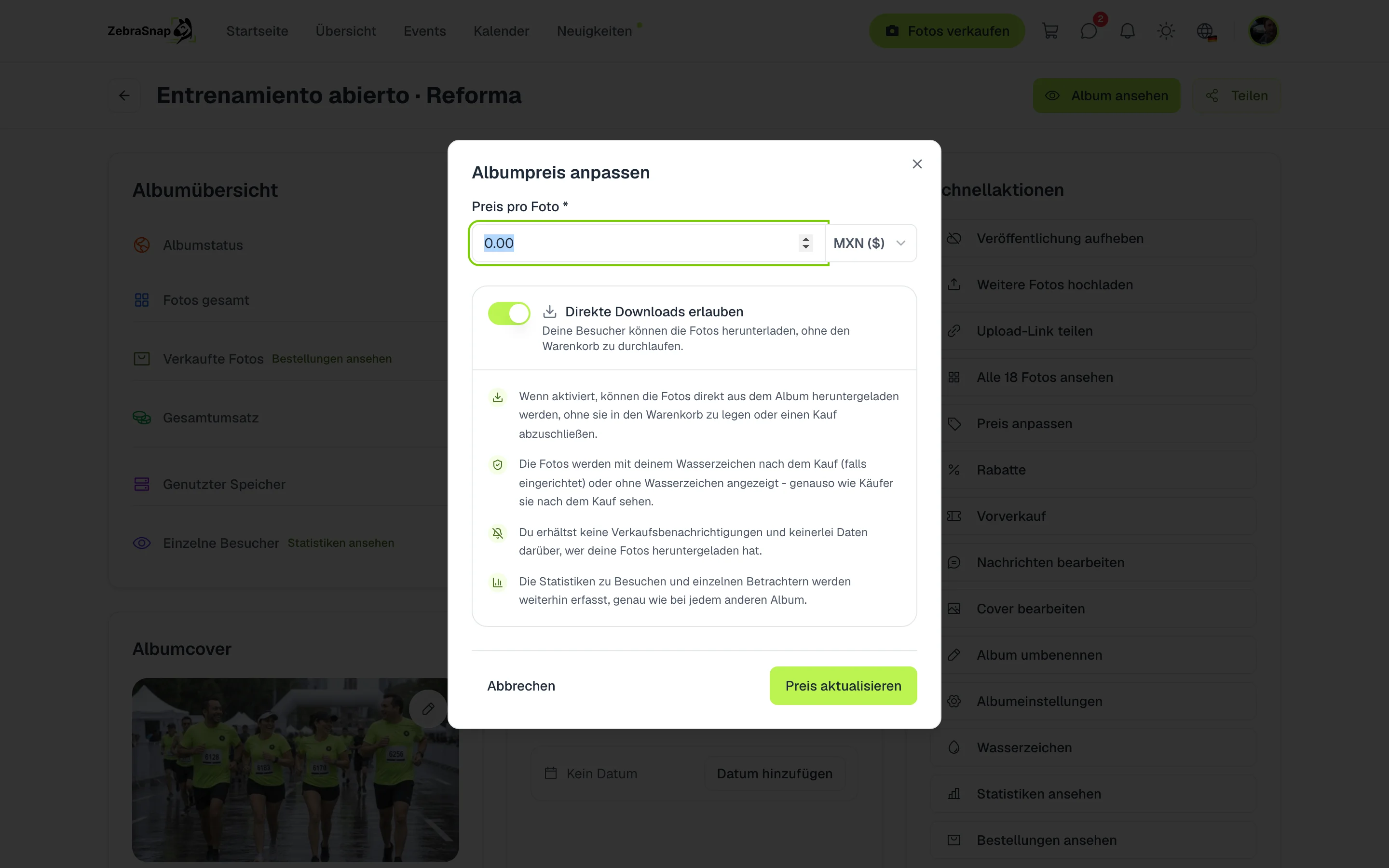 Preis anpassen