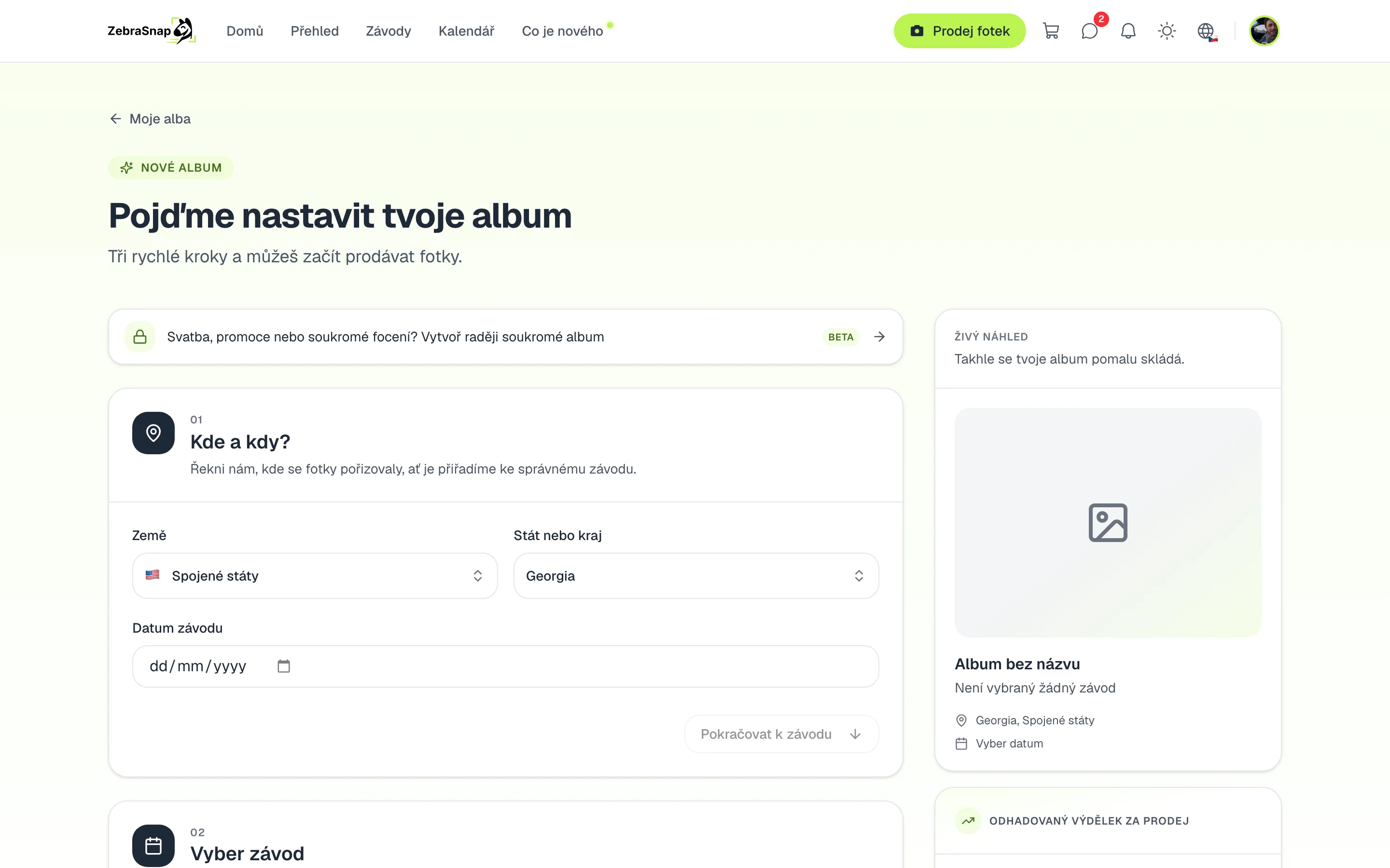 Vytvořit soukromé album