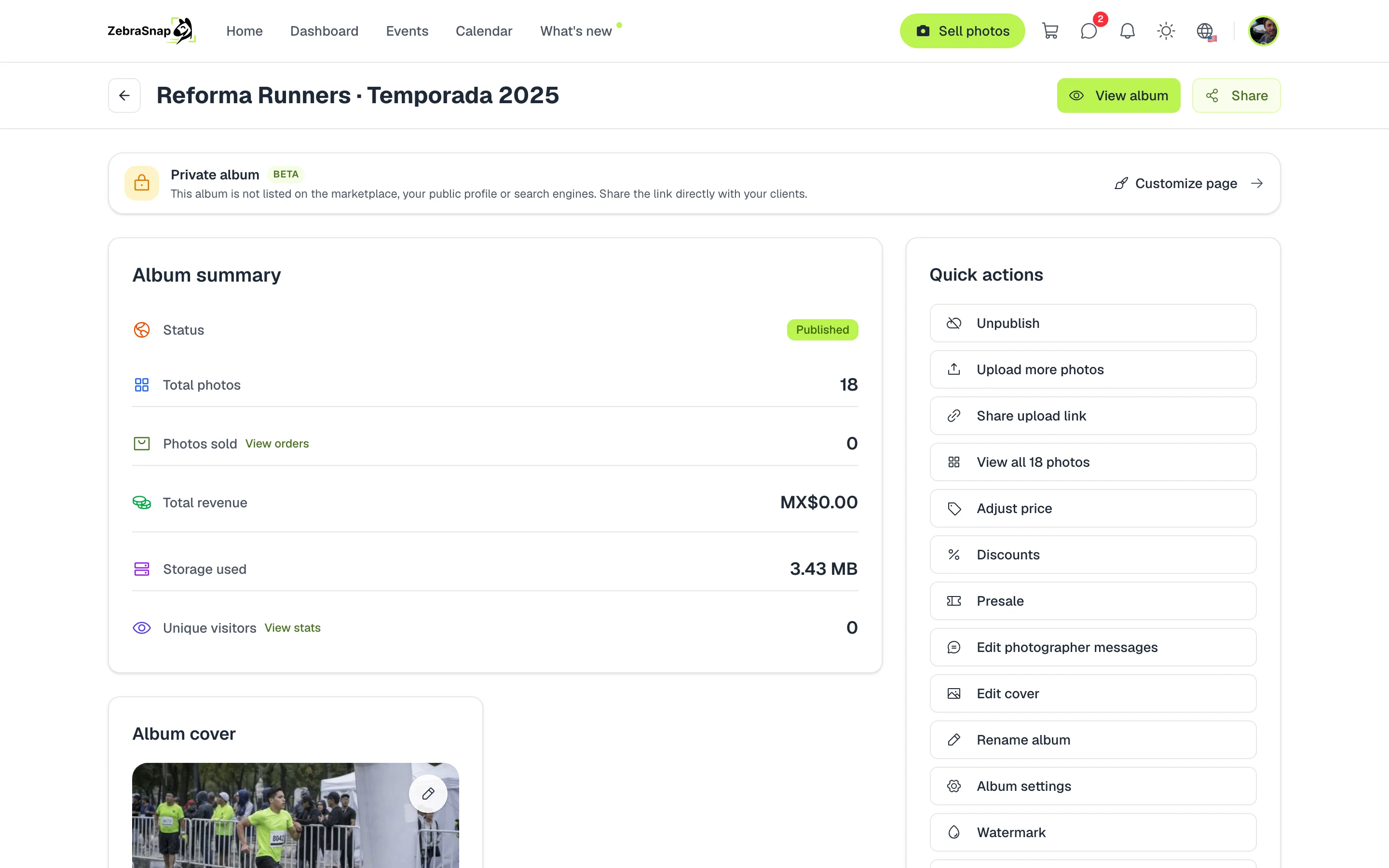 Customize page