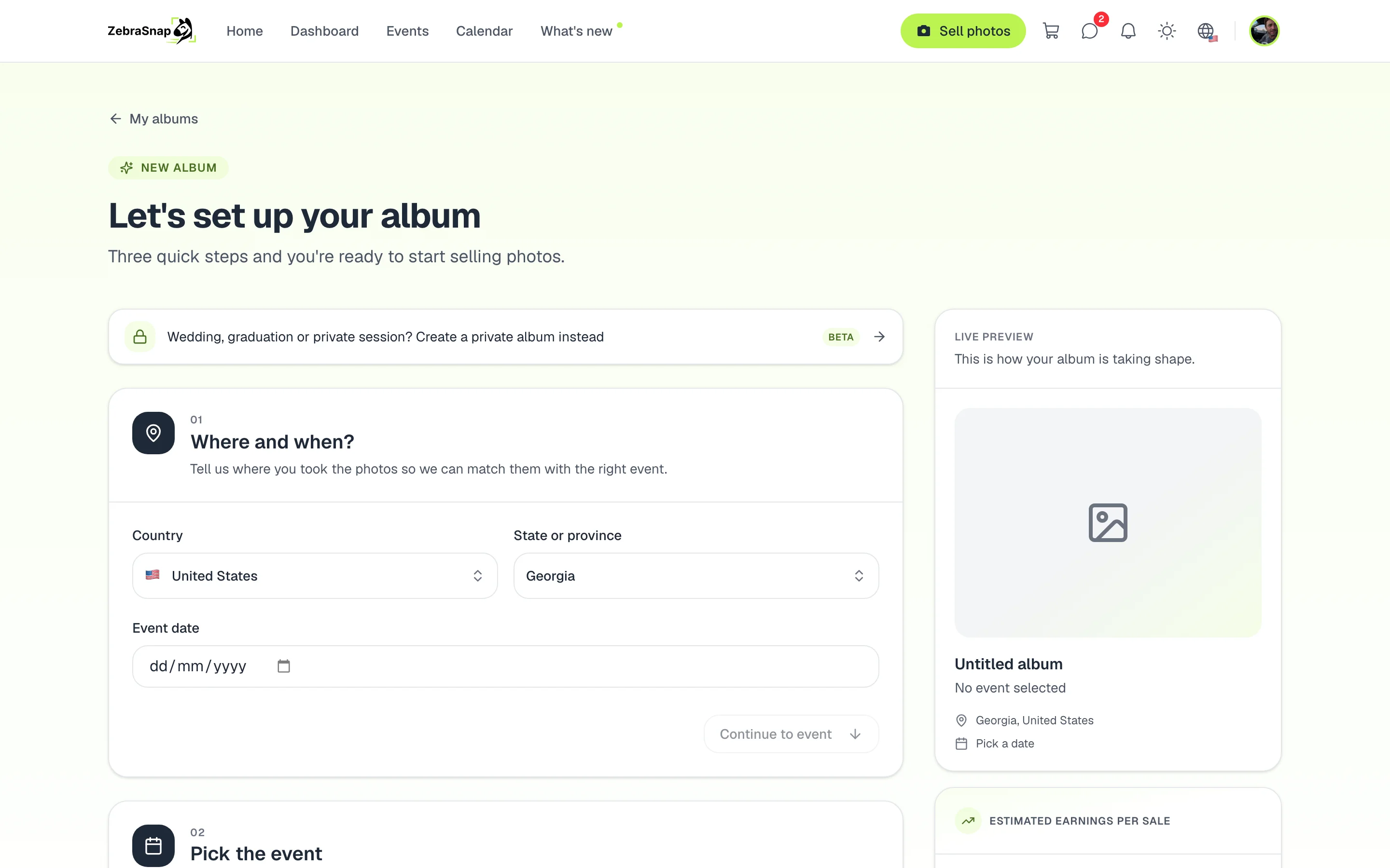 Create a private album