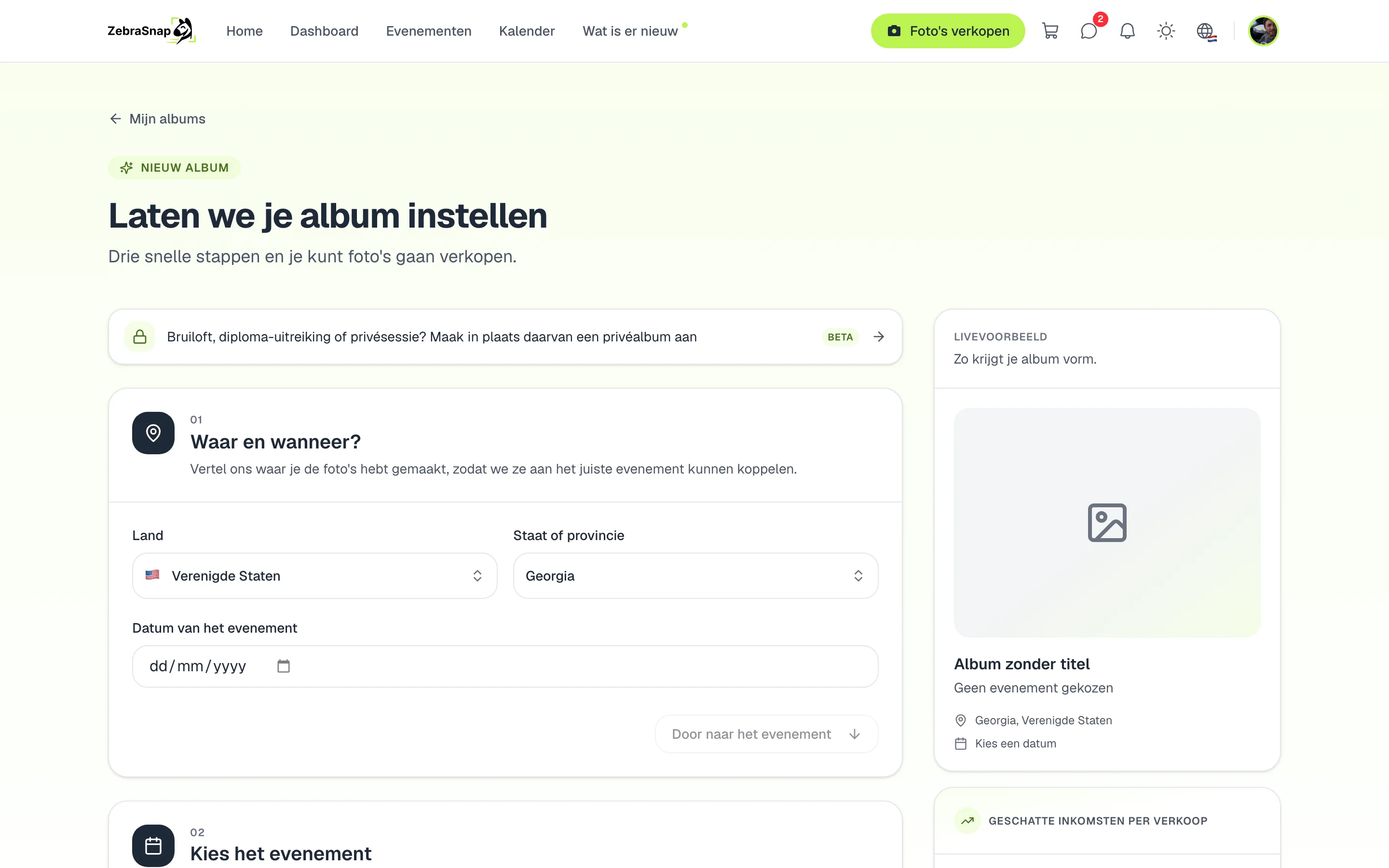 Een privéalbum aanmaken