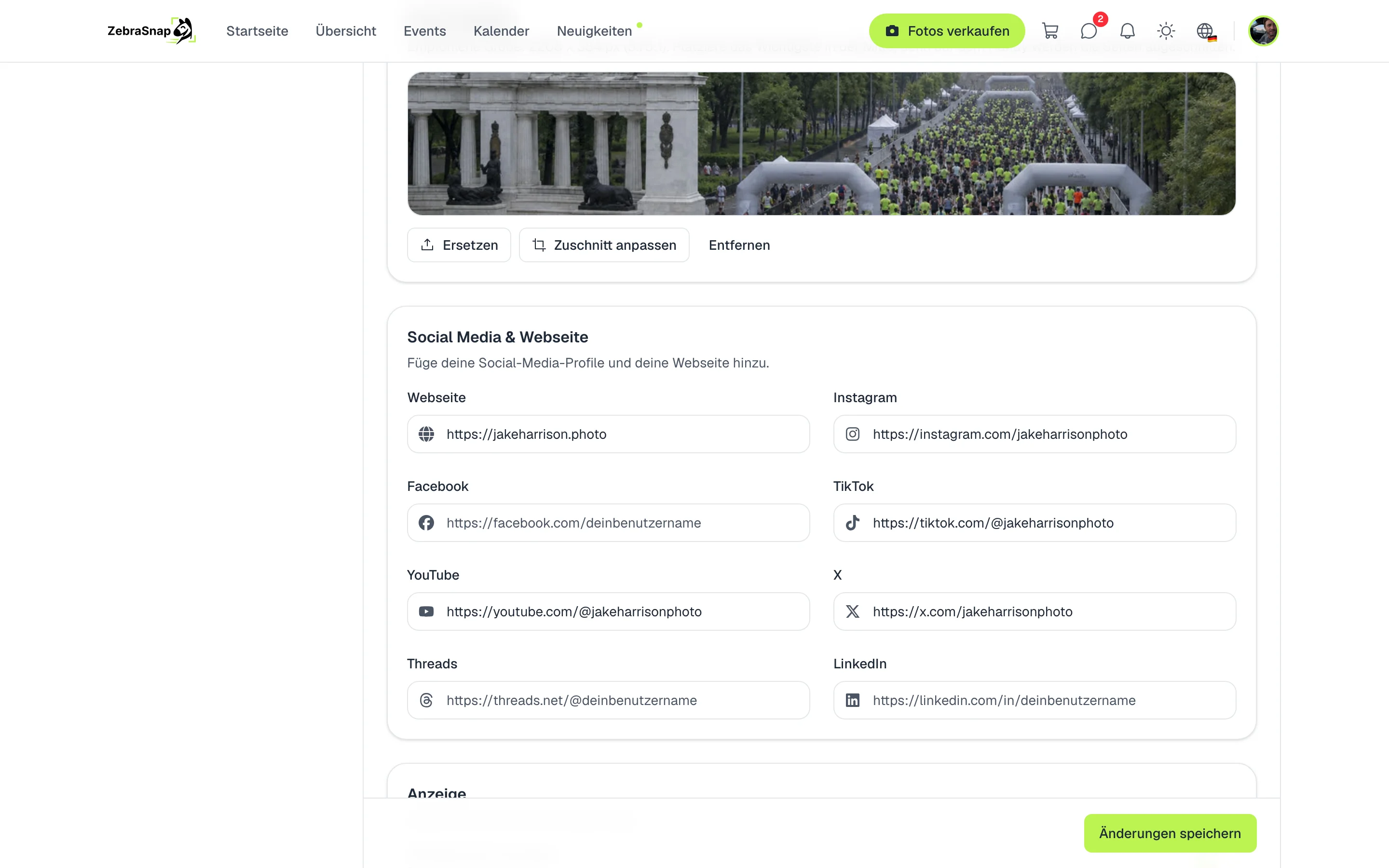 Social Media und Website