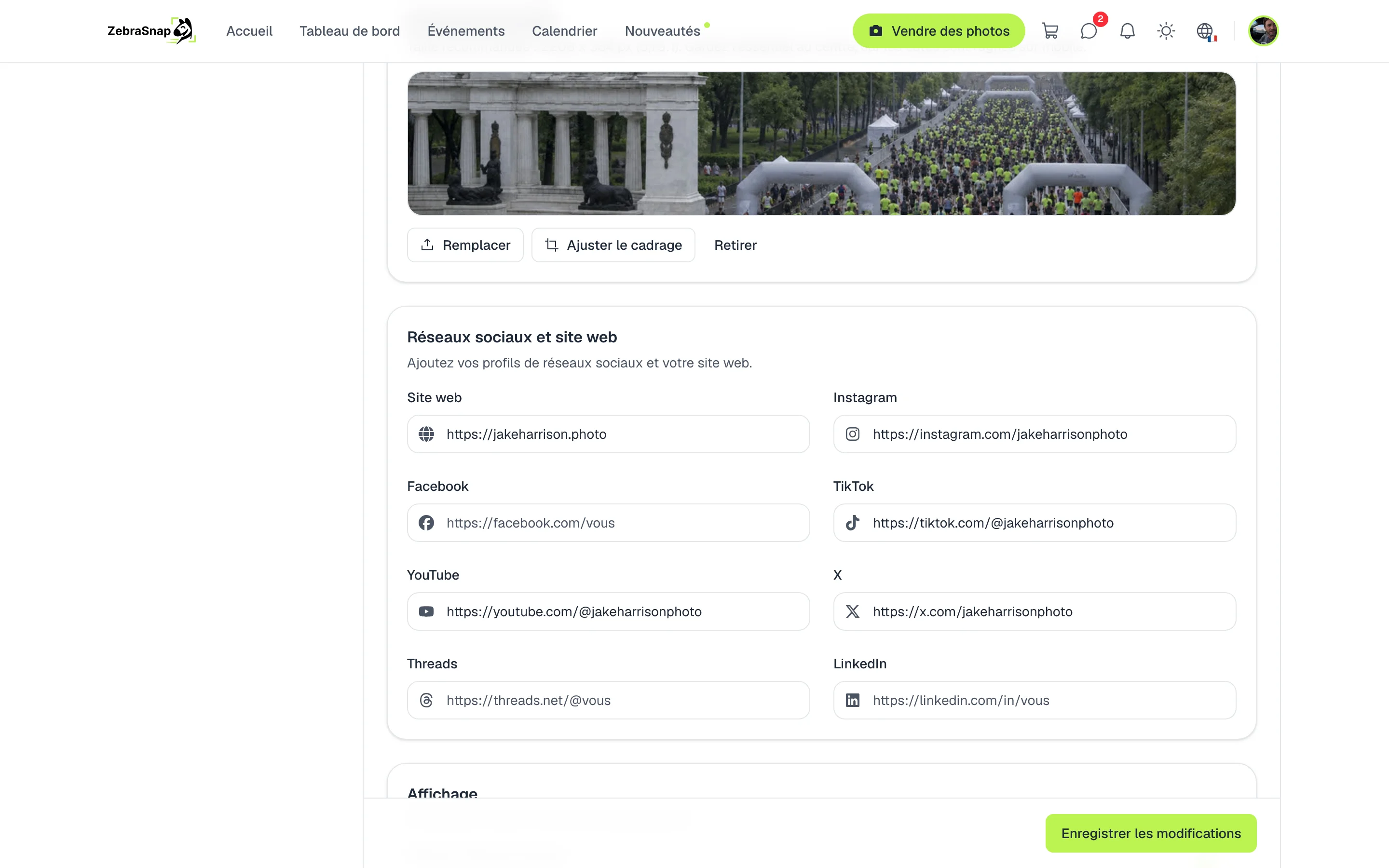 Réseaux sociaux et site web