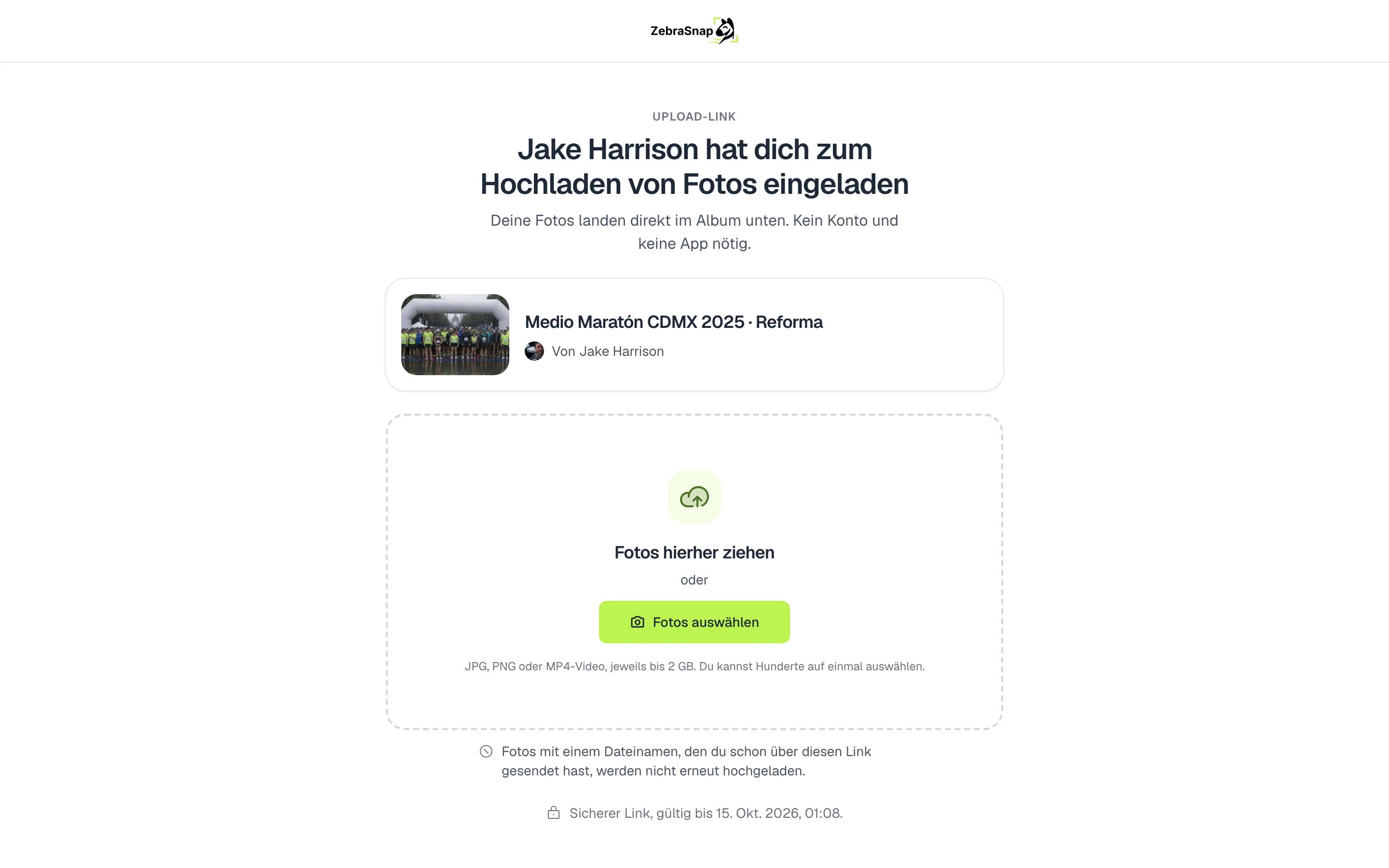 Die Upload-Seite
