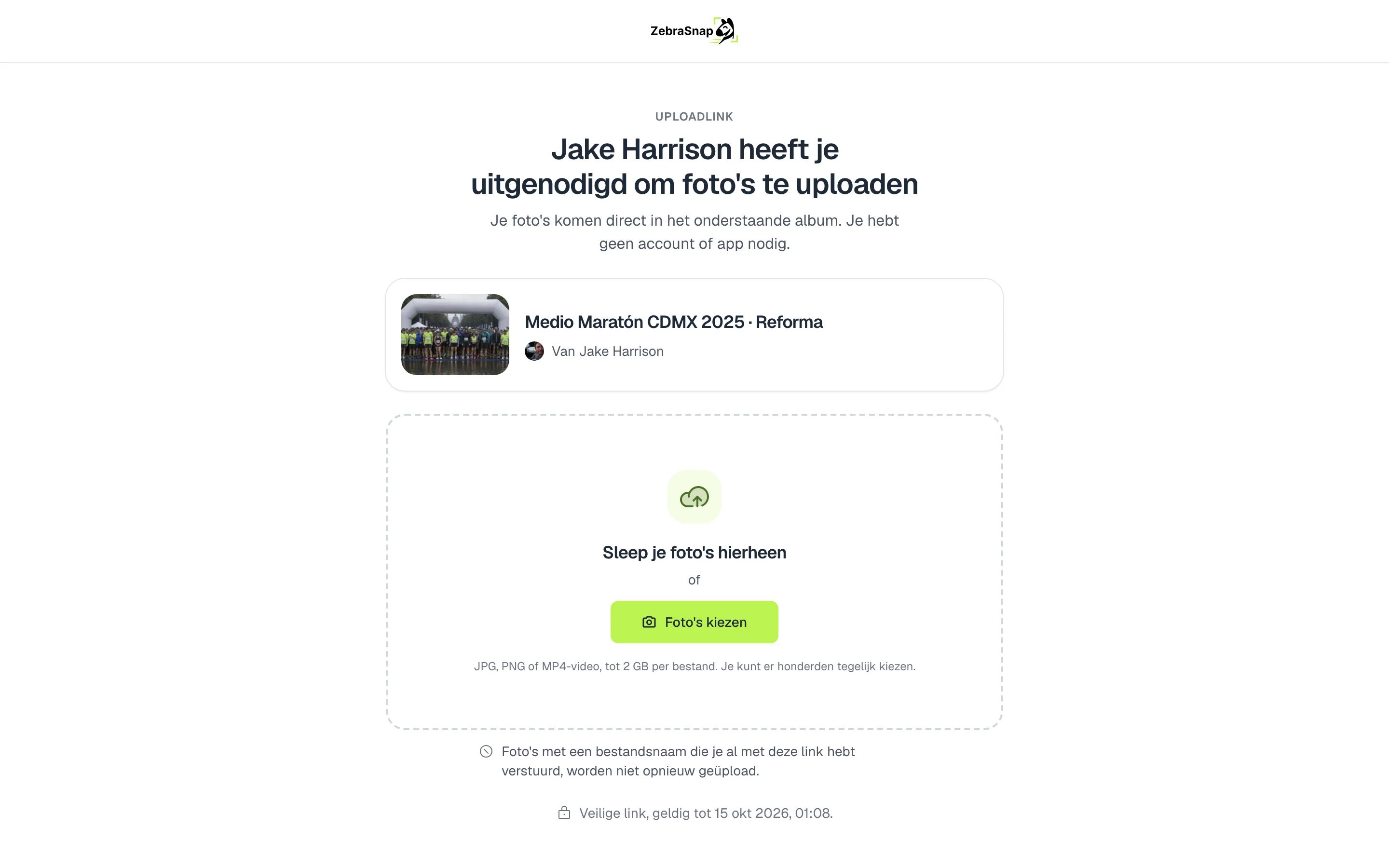 De uploadpagina