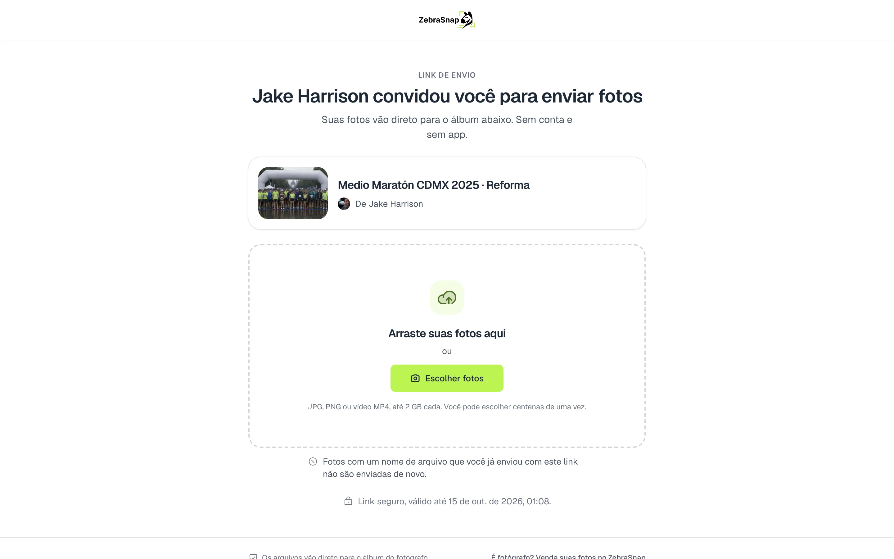 A página de envio